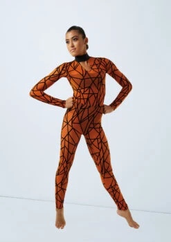 Weissman Game Of Survival 13 Weissman Game Of Survival -Dance Costumes weissman flocked geometric unitard orange front 26450.1685491271