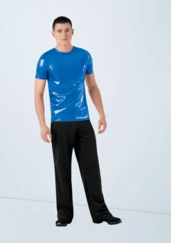 Weissman Metallic Crewneck Shirt 26 Weissman Metallic Crewneck Shirt -Dance Costumes wn 6670 weissman metallic crewneck shirt blue front no1 68423.1678890316