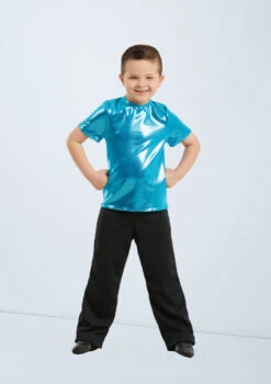 Weissman Metallic Crewneck Shirt 28 Weissman Metallic Crewneck Shirt -Dance Costumes wn 6670 weissman metallic crewneck shirt blue front no2 53049.1678890319
