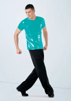 Weissman Metallic Crewneck Shirt 19 Weissman Metallic Crewneck Shirt -Dance Costumes wn 6670 weissman metallic crewneck shirt green front 52039.1678890316