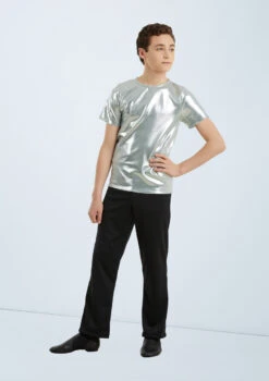 Weissman Metallic Crewneck Shirt 27 Weissman Metallic Crewneck Shirt -Dance Costumes wn 6670 weissman metallic crewneck shirt silver front 87405.1678890319