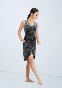 Weissman Velvet Wrap Dress -Dance Costumes wn d11427 weissman velvet wrap dress grey front T 54906.1693616492