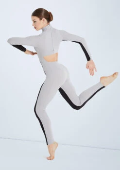 Weissman Destinations -Dance Costumes wn mt11202 weissman two tone colourblock unitard grey back 20806.1678891196
