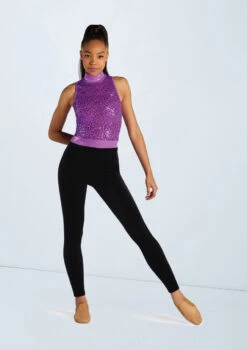 Weissman Sequin Mock Neck Unitard -Dance Costumes wn15251 electric purple 35 59408.1698823683