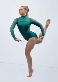 Weissman Mesh Point Sleeve Leotard -Dance Costumes wn15497 jade 20 03603.1694695987