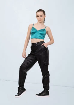 Weissman Satin Crop Top -Dance Costumes wn15546 jade 129 73600.1694697894