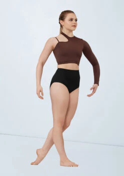 Weissman Asymmetric Cutout Crop Top -Dance Costumes wn15597 chocolate 1052 t 73937.1698825487