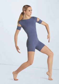 Weissman Cutout Sleeve Biketard -Dance Costumes wn15601 slate blue 22661 89166.1694698449