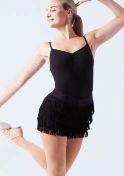 Weissman Stretch Fringe Shorts -Dance Costumes wnmt12611 black front t 91915.1698840511